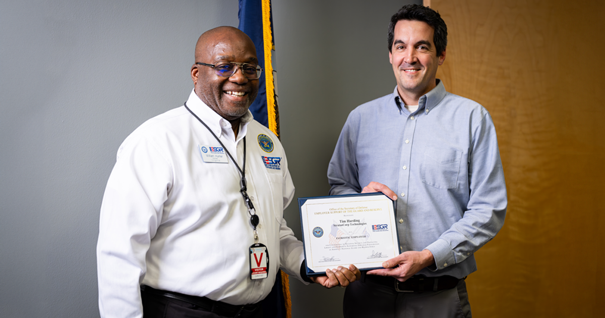 Read more about the article Tim Harding, StratasCorp Technologies’ Program Manager for Military Sealift Command Afloat C4I Contract, Honored with ESGR Patriot Award